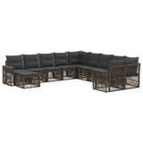 vidaXL Tuinbank Set 12 pcs Zwart en Crème Wit poly rattan