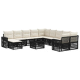vidaXL Tuinbank Set 12 pcs Zwart en Crème Wit poly rattan