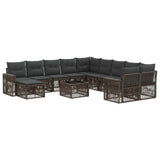 vidaXL Tuinbank Set 12 pcs Zwart en Crème Wit poly rattan