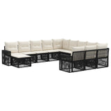 vidaXL Tuinbank Set 13 pcs Zwart en Crème Wit poly rattan