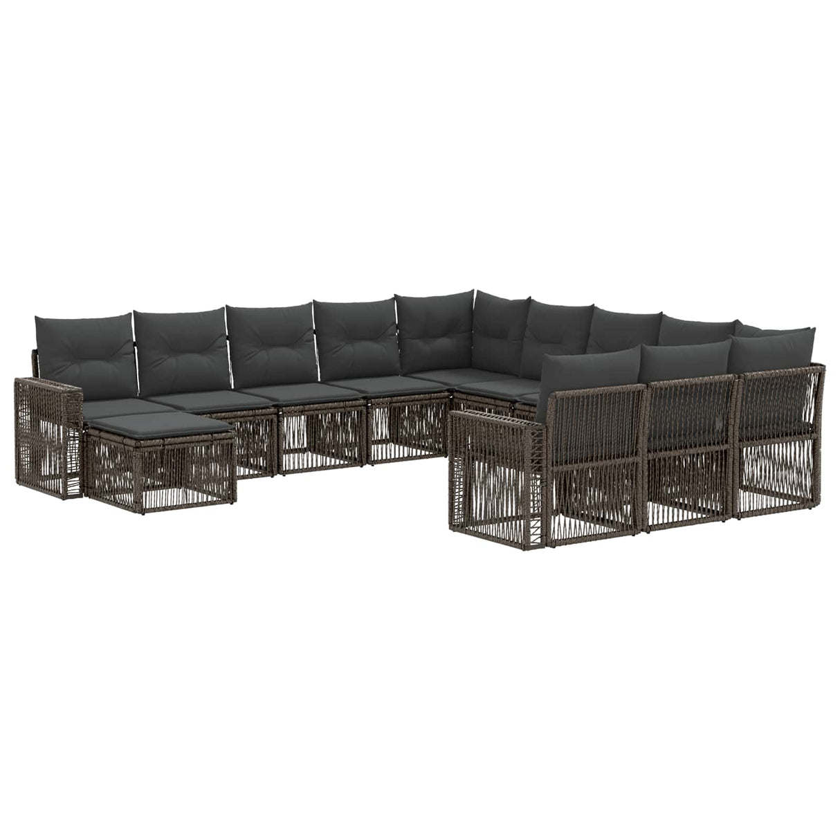 vidaXL Tuinbank Set 13 pcs Zwart en Crème Wit poly rattan
