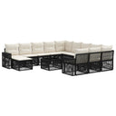 vidaXL Tuinbank Set 13 pcs Zwart en Crème Wit poly rattan