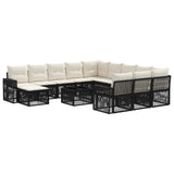 vidaXL Tuinbank Set 13 pcs Zwart en Crème Wit poly rattan
