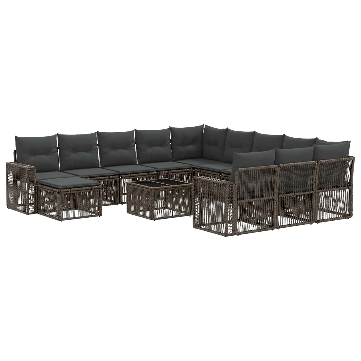 vidaXL Tuinbank Set 13 pcs Zwart en Crème Wit poly rattan