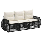 vidaXL Tuinbank Set 4 pcs Zwart en Crème Wit poly rattan