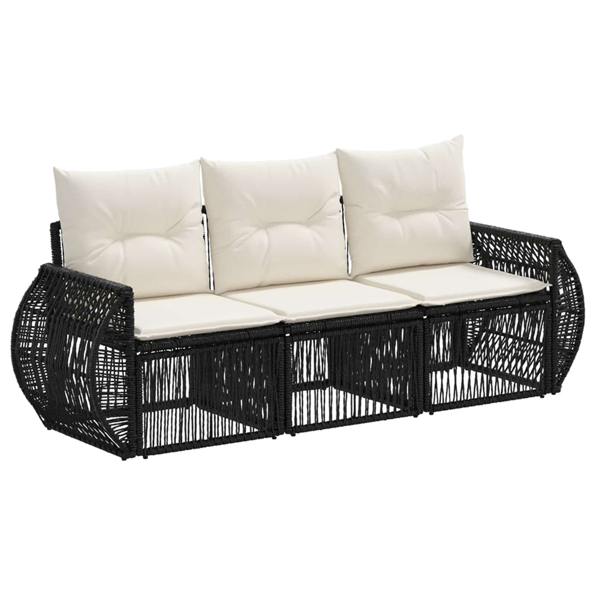 vidaXL Tuinbank Set 4 pcs Zwart en Crème Wit poly rattan