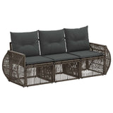 vidaXL Tuinbank Set 4 pcs Zwart en Crème Wit poly rattan