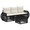 vidaXL Tuinbank Set 4 pcs Zwart en Crème Wit poly rattan