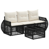 vidaXL Tuinbank Set 4 pcs Zwart en Crème Wit poly rattan