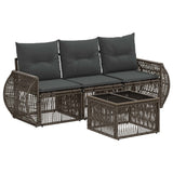 vidaXL Tuinbank Set 4 pcs Zwart en Crème Wit poly rattan