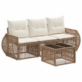 vidaXL Tuinbank Set 4 pcs Zwart en Crème Wit poly rattan