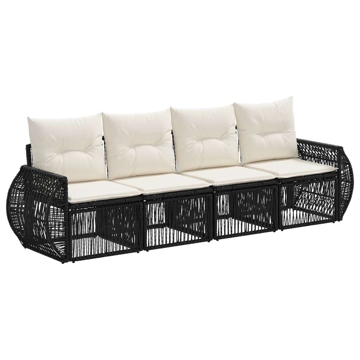 vidaXL Tuinbank Set 5 pcs Zwart en Crème Wit poly rattan