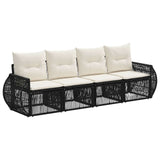 vidaXL Tuinbank Set 5 pcs Zwart en Crème Wit poly rattan