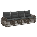 vidaXL Tuinbank Set 5 pcs Zwart en Crème Wit poly rattan