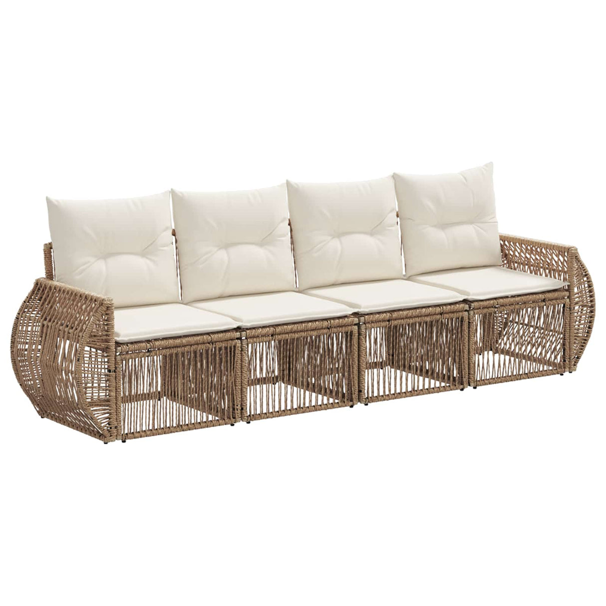vidaXL Tuinbank Set 5 pcs Zwart en Crème Wit poly rattan