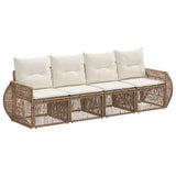 vidaXL Tuinbank Set 5 pcs Zwart en Crème Wit poly rattan