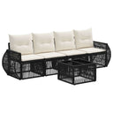 vidaXL Tuinbank Set 5 pcs Zwart en Crème Wit poly rattan