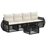 vidaXL Tuinbank Set 5 pcs Zwart en Crème Wit poly rattan