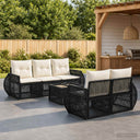 vidaXL Tuinbank Set 6 st Zwart poly rattan
