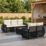 vidaXL Tuinbank Set 6 st Zwart poly rattan