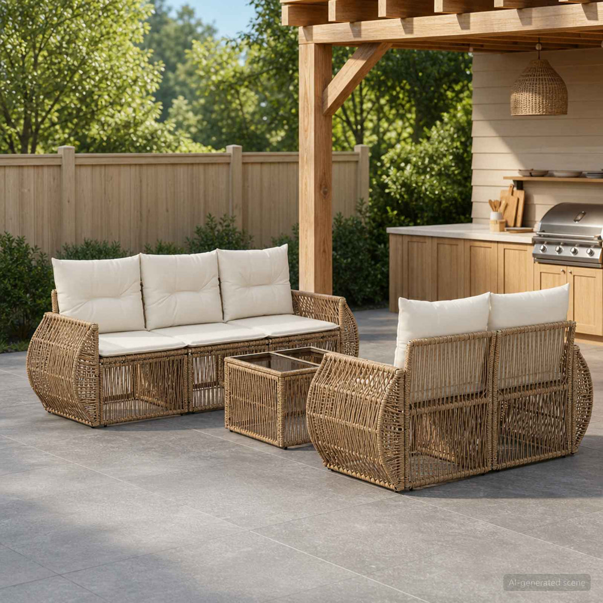 vidaXL Tuinbank Set 6 st Zwart poly rattan