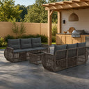 vidaXL Tuinbank Set 7 st Zwart poly rattan