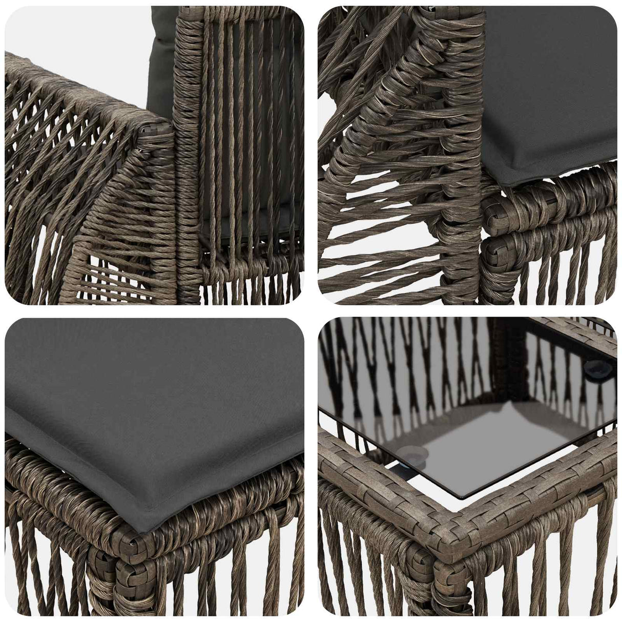 vidaXL Tuinbank Set 7 st Zwart poly rattan