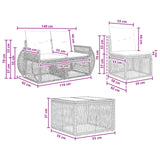 vidaXL Tuinbank Set 7 st Zwart poly rattan