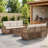 vidaXL Tuinbank Set 7 st Zwart poly rattan