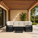 vidaXL Tuinbank Set 7 st Zwart poly rattan