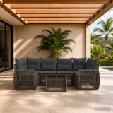 vidaXL Tuinbank Set 7 st Zwart poly rattan