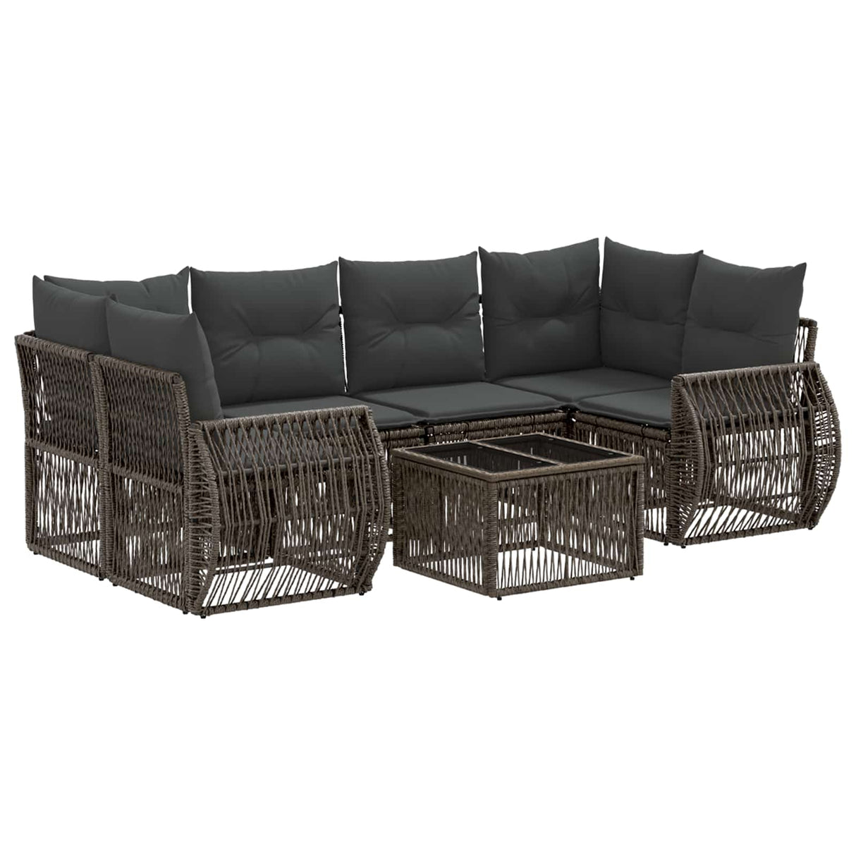 vidaXL Tuinbank Set 7 st Zwart poly rattan