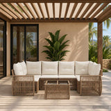 vidaXL Tuinbank Set 7 st Zwart poly rattan