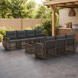 vidaXL Tuinbank Set 8 st Zwart poly rattan