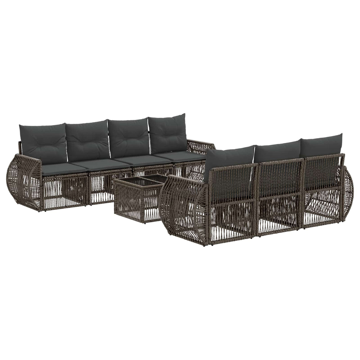 vidaXL Tuinbank Set 8 st Zwart poly rattan
