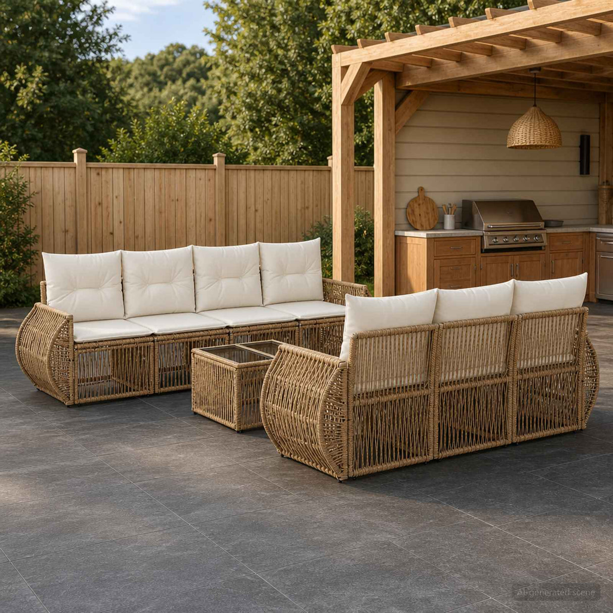 vidaXL Tuinbank Set 8 st Zwart poly rattan