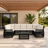 vidaXL Tuinbank Set 8 st Zwart poly rattan