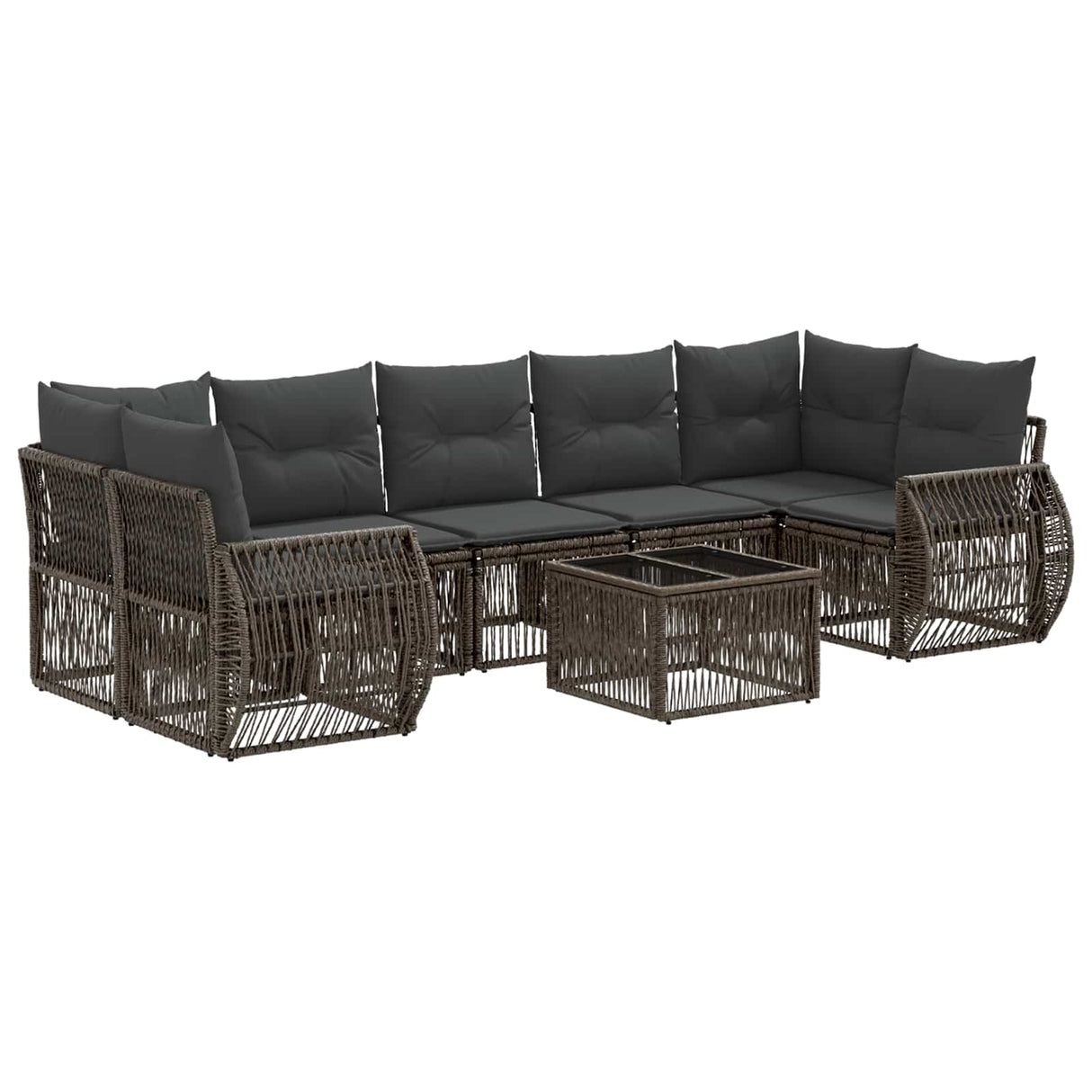vidaXL Tuinbank Set 8 st Zwart poly rattan
