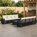 vidaXL Tuinbank Set 9 st Zwart poly rattan