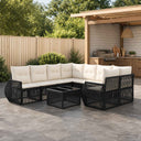 vidaXL Garden Lounge Set 9 Piece Black Polyrattan