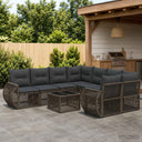 vidaXL Garden Lounge Set 9 Piece Black Polyrattan