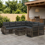vidaXL Garden Lounge Set 9 Piece Black Polyrattan