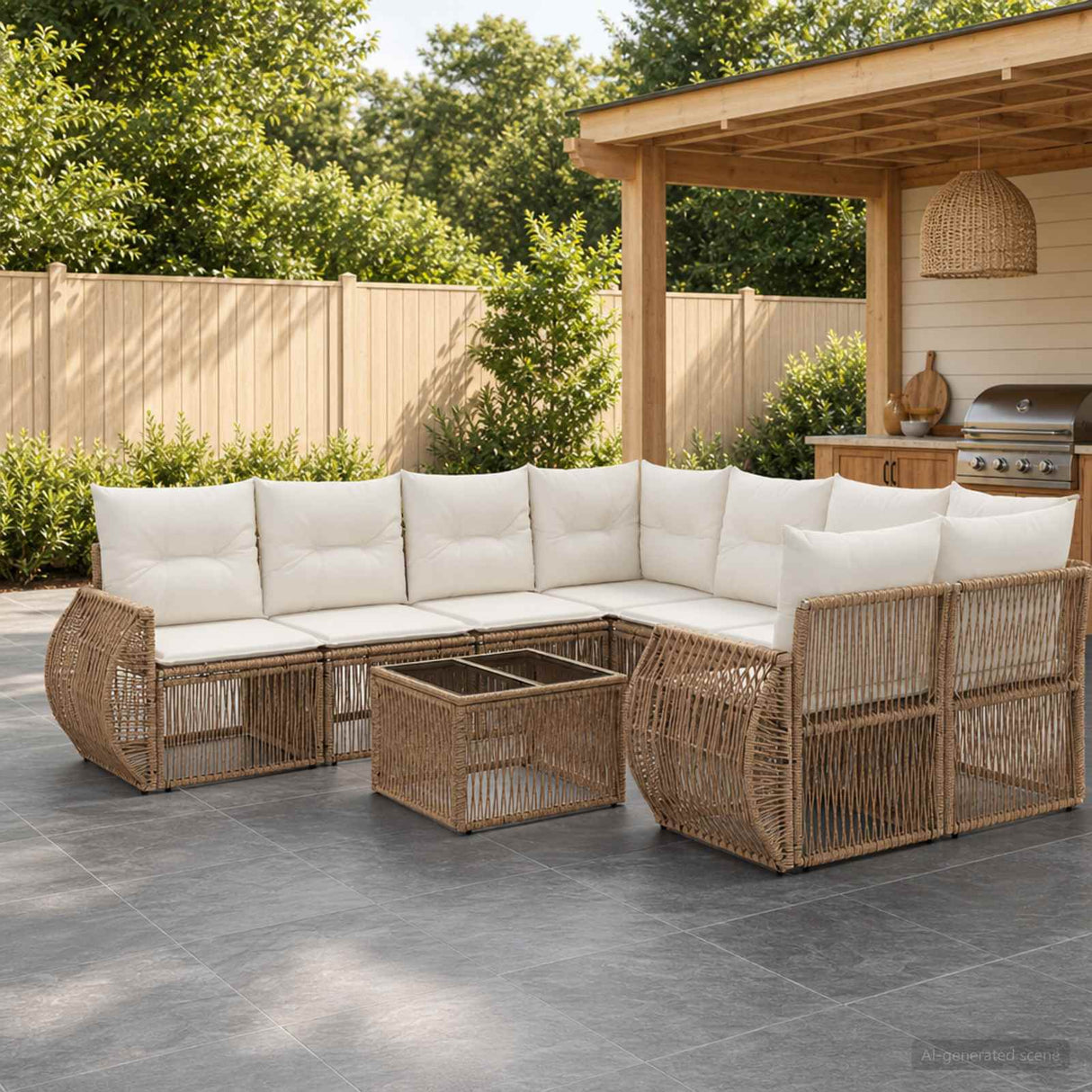 vidaXL Garden Lounge Set 9 Piece Black Polyrattan