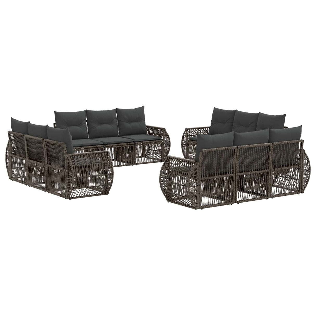 vidaXL Garden Sofa Set 13 pcs Black and Cream White poly rattan