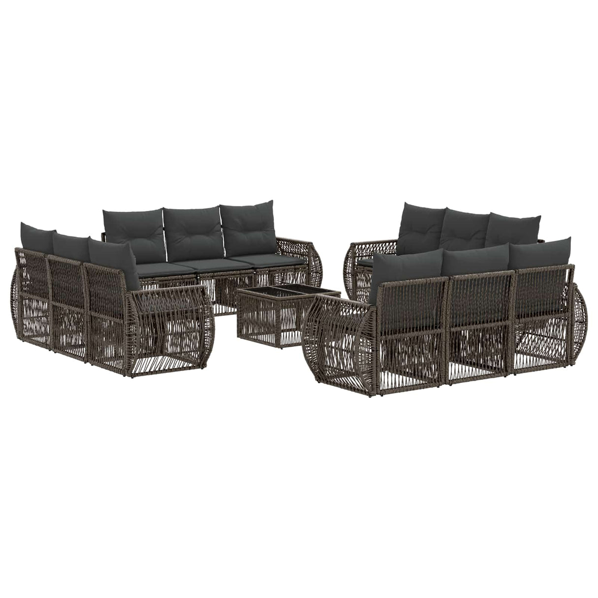 vidaXL Garden Sofa Set 13 pcs Black and Cream White poly rattan
