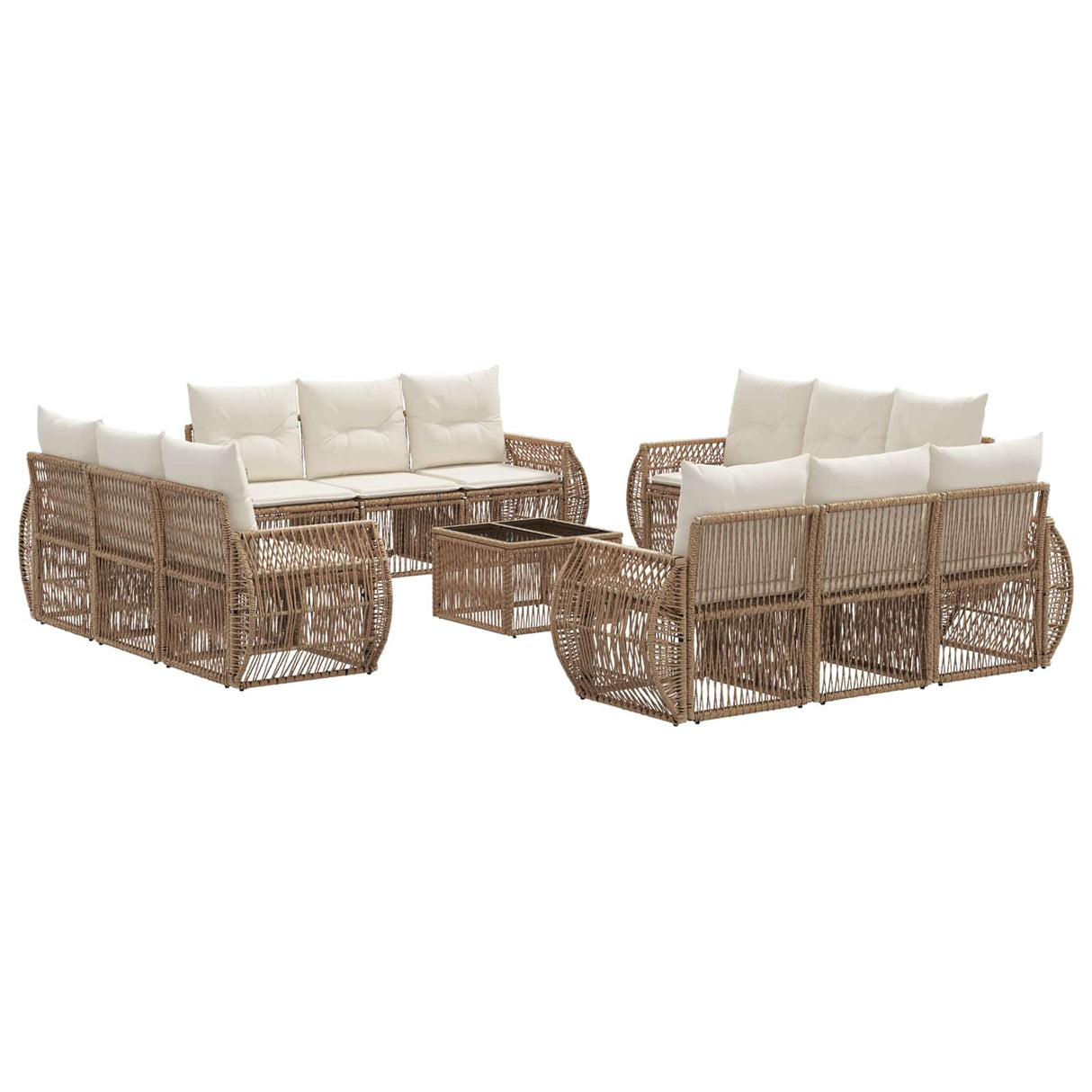 vidaXL Garden Sofa Set 13 pcs Black and Cream White poly rattan