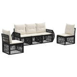 vidaXL Tuinbank Set 6 pcs Zwart en Crème Wit poly rattan