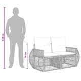 vidaXL Tuinbank Set 6 pcs Zwart en Crème Wit poly rattan