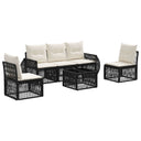 vidaXL Tuinbank Set 6 pcs Zwart en Crème Wit poly rattan