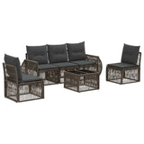 vidaXL Tuinbank Set 6 pcs Zwart en Crème Wit poly rattan